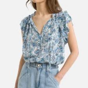 Suncoo Paris Luce Floral Print Blouse with Ruffle Detail.